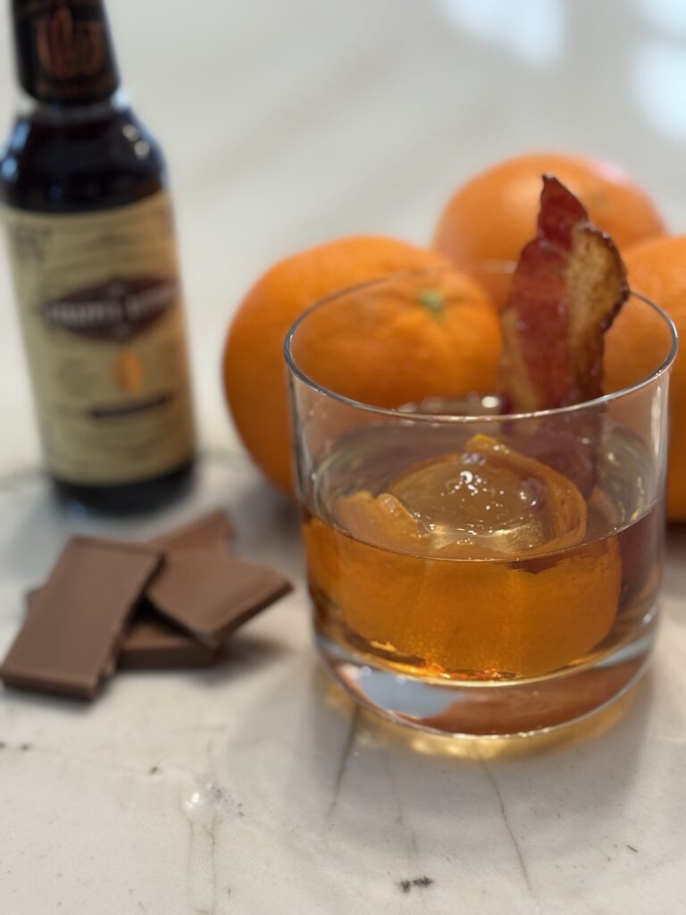 Candied bacon drink garnish