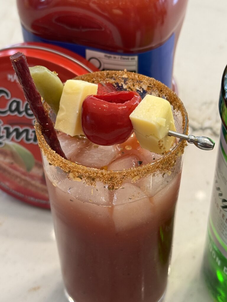 Charcuterie garnish on a Caesar