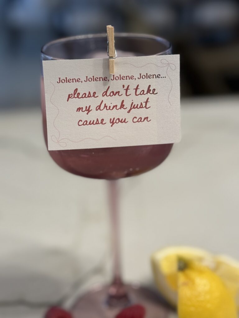 Song lyric as a drink garnish