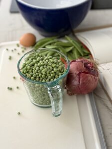 sweet pea pancakes with crab ingredients