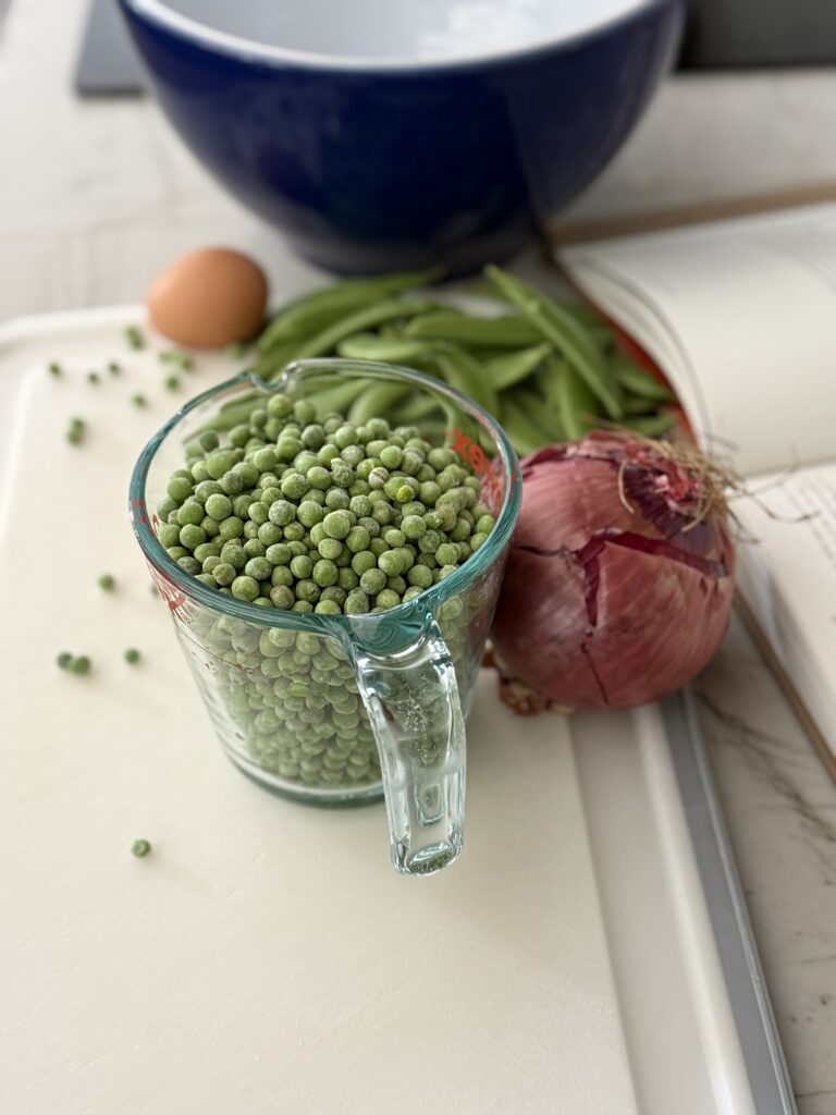 sweet pea pancakes with crab ingredients