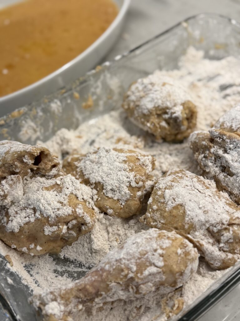 flour dredged chicken