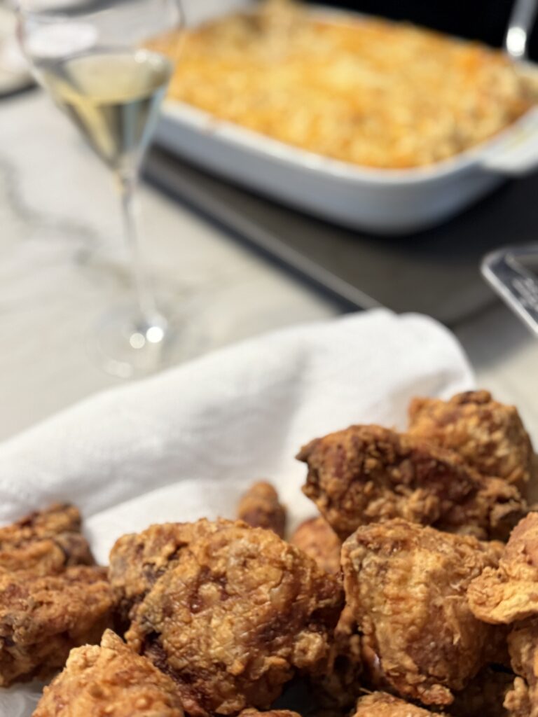 fried chicken with champagne