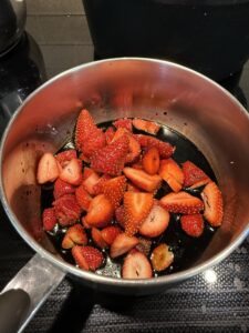 strawberries and balsamic in a pot