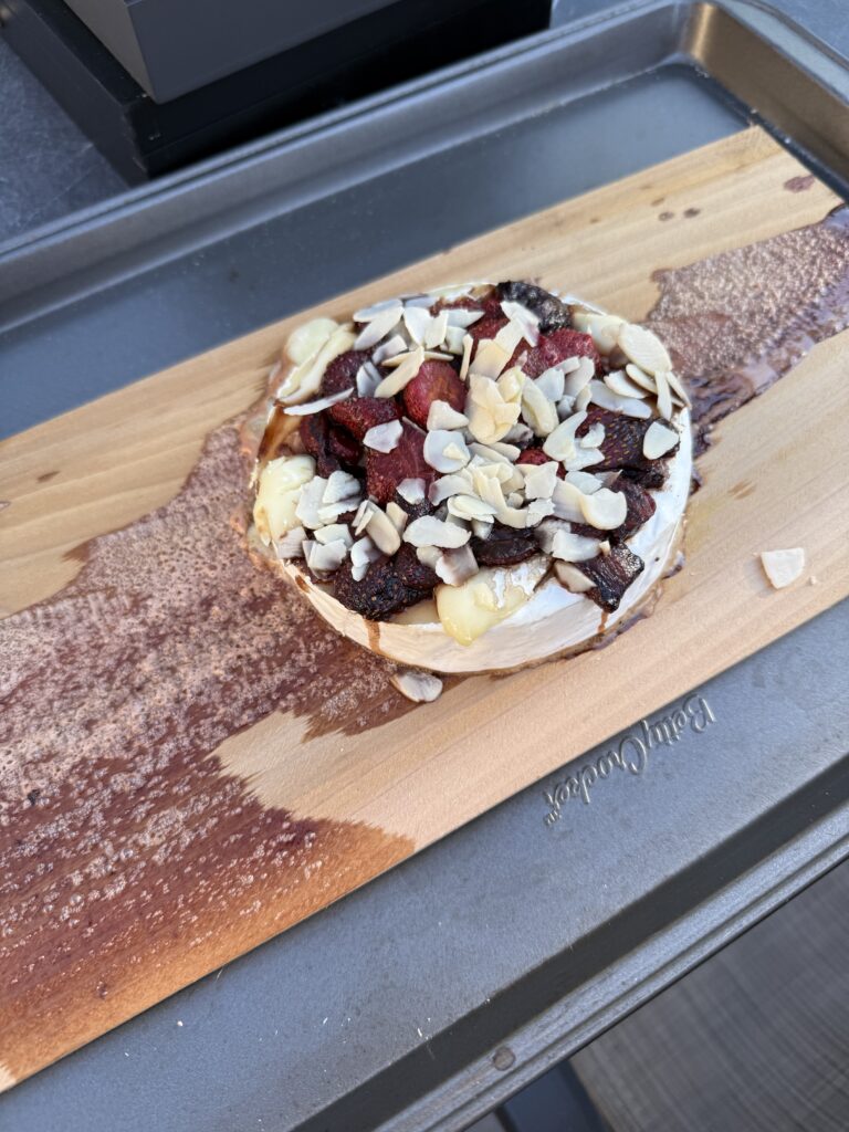 gooey grilled brie with almonds