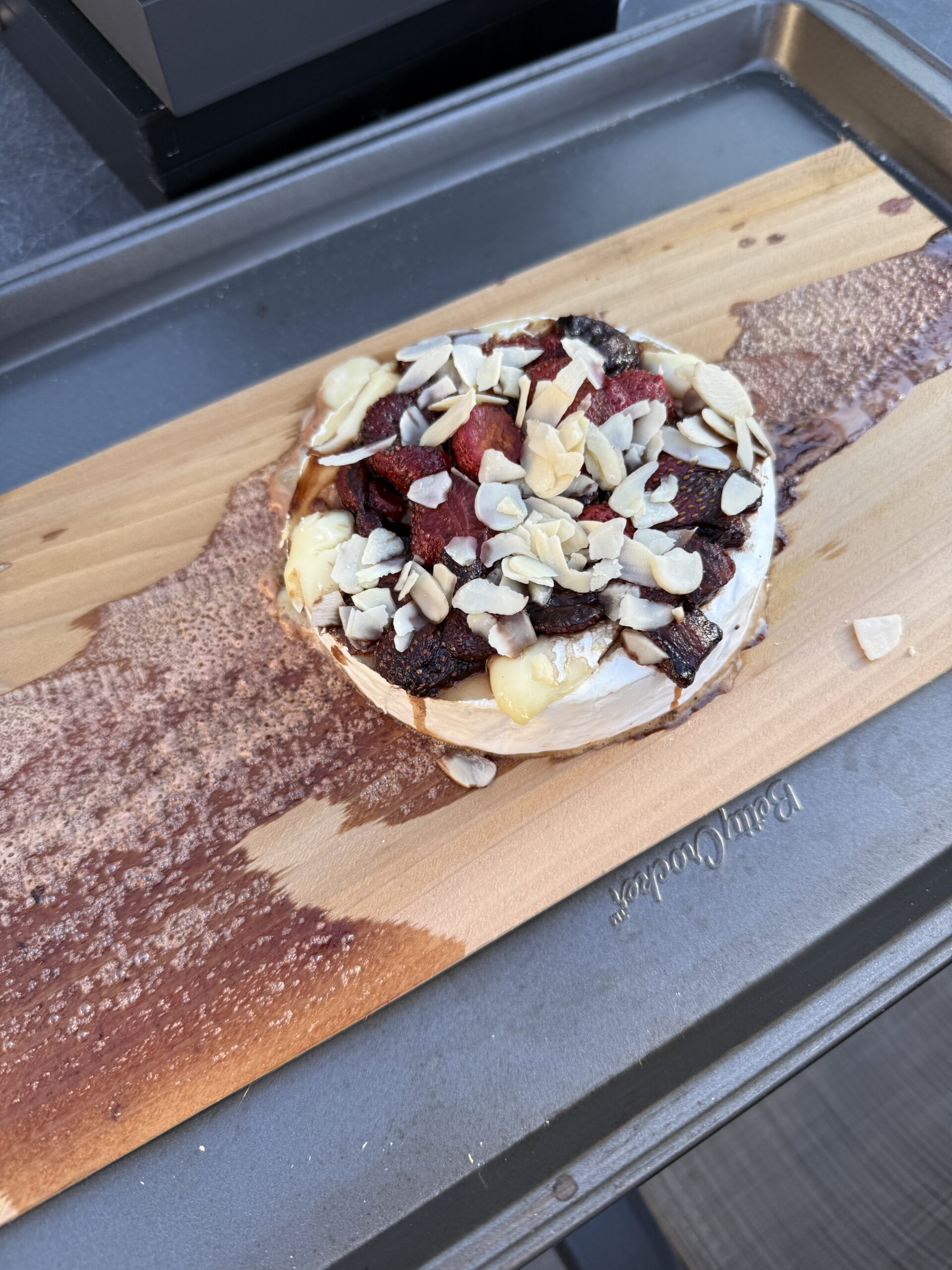 gooey grilled brie with almonds