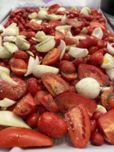 tomatoes, onions, garlic for roasting