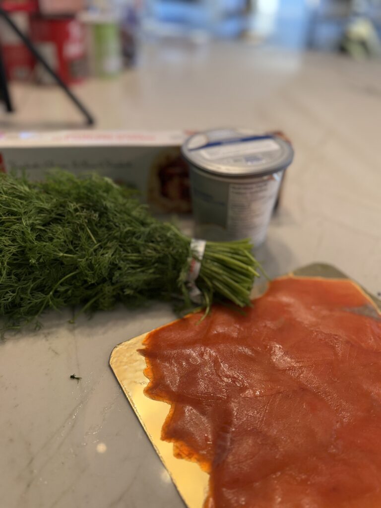 Ingredients for salmon pastry twists