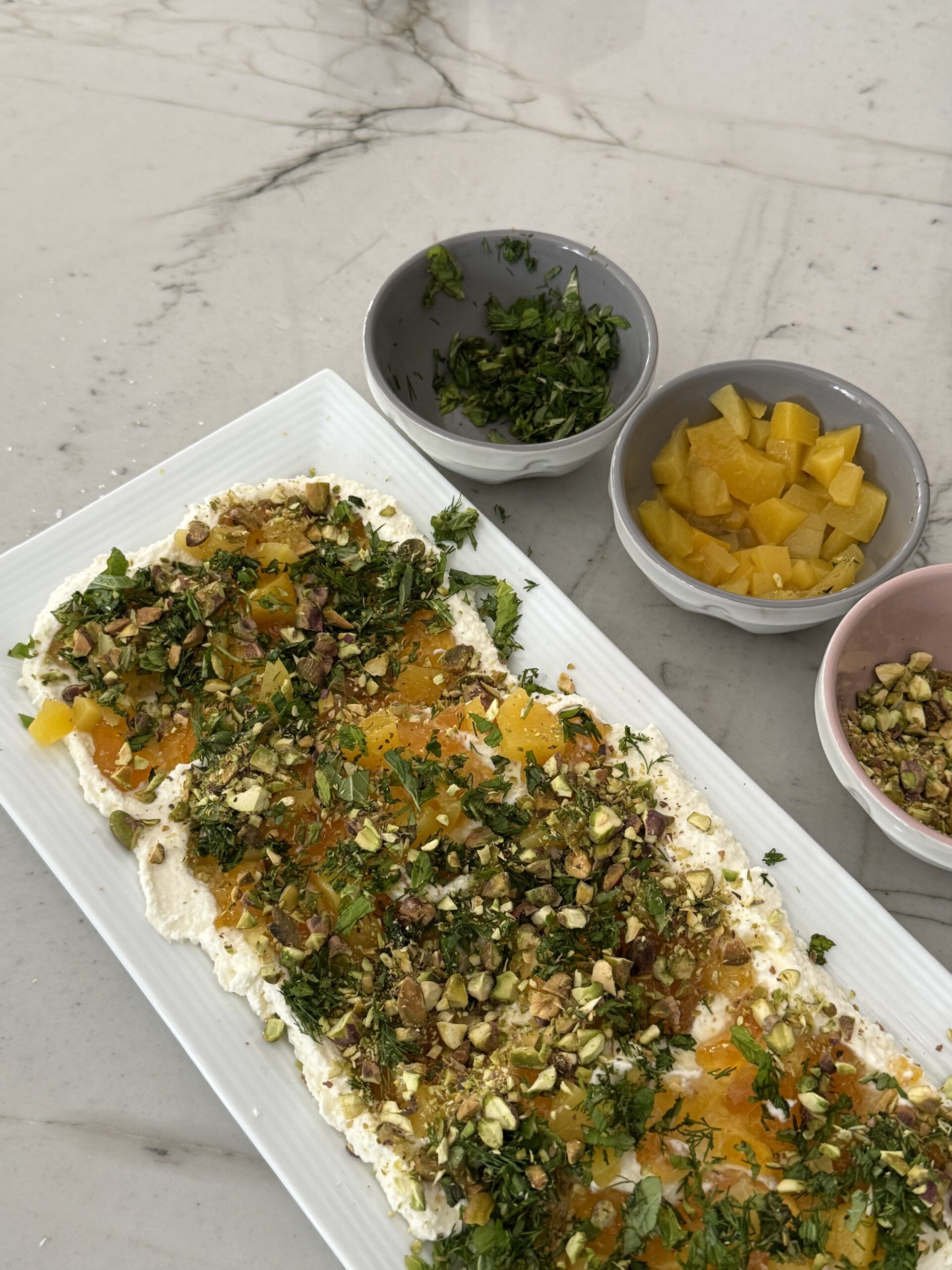 Whipped Ricotta with Peaches and Fresh Herbs